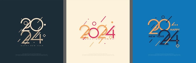 Set of happy new year vector backgrounds Unique and charming happy new year illustration design for banner flyer and poster