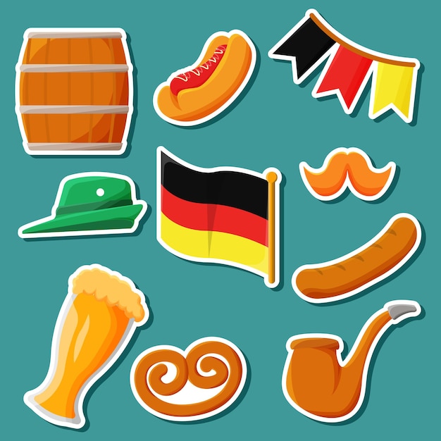 Vector set of happy oktoberfest sticker