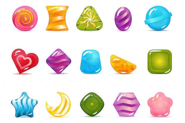 Set of Hard Cadies, Lollipop and Jelly Icons