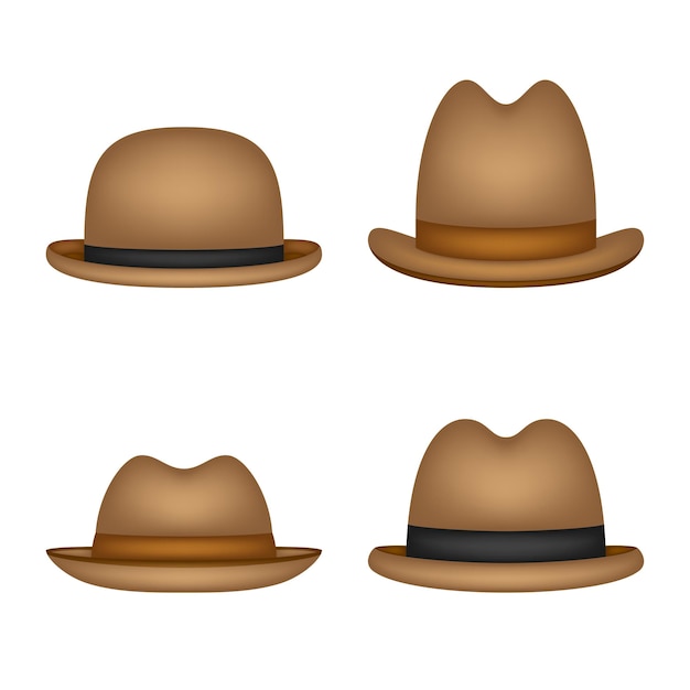 Set of Hat isolated on white background