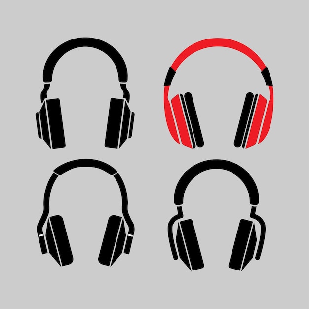 Set of headphones icon flat vector illustration