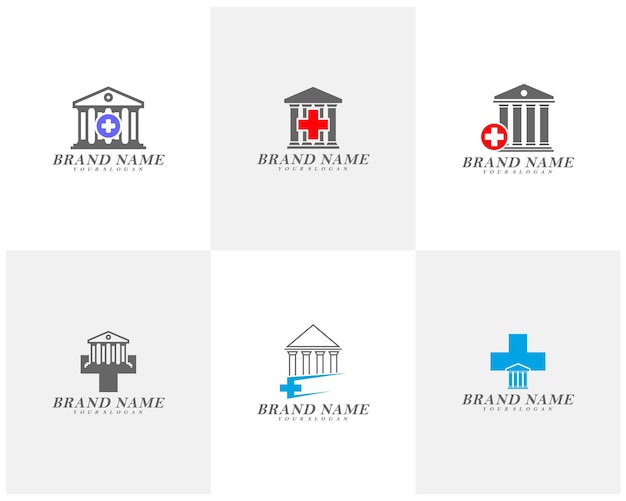 Set of Health government building logo template vector Icon symbol