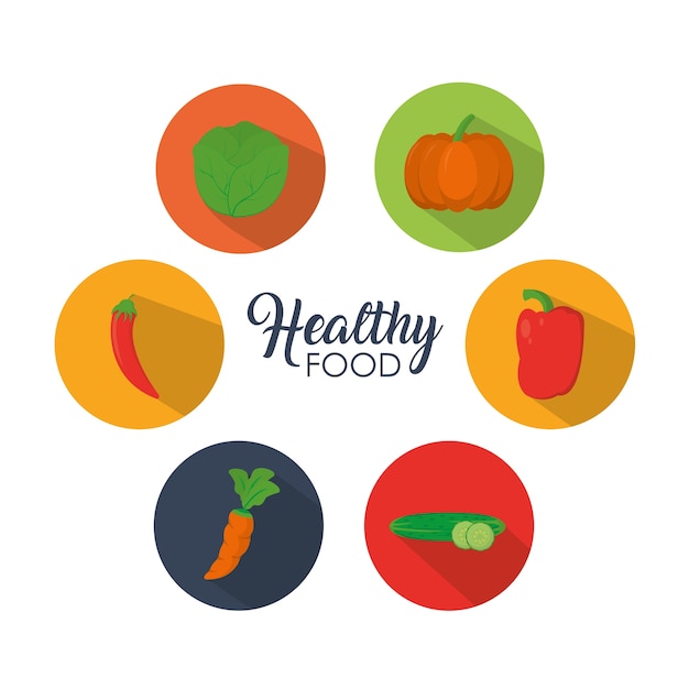 Set of healthy food vegetables collection 