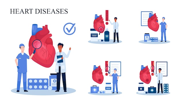 Set of Heart disease vector illustration