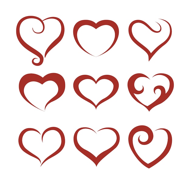 Set of heart icons