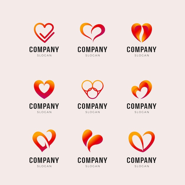 Set of Heart Shape Logo Template