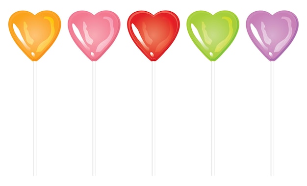 Set of heart-shaped stick candy