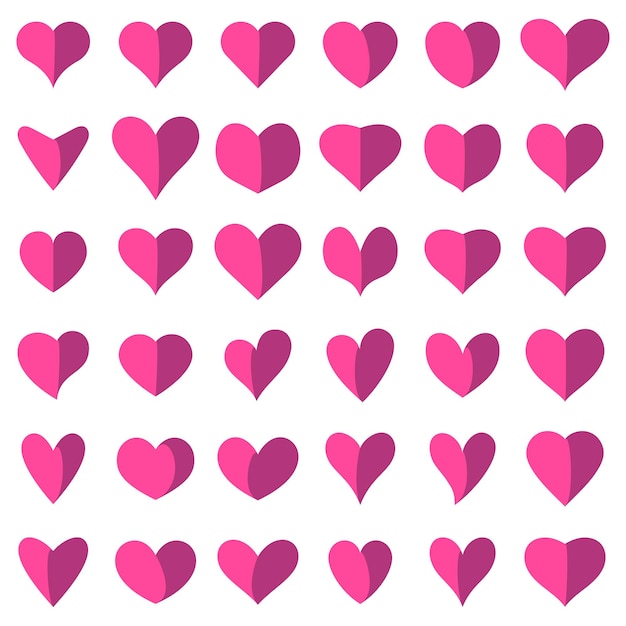 Set of hearts on white background