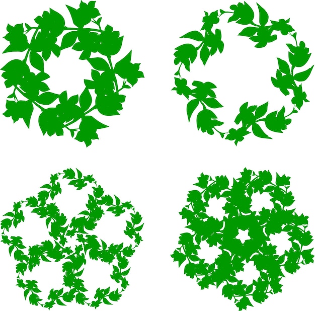 Set of herbal wreaths. Frames or borders. Vector design elements.