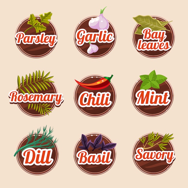 Set of herbs and spices