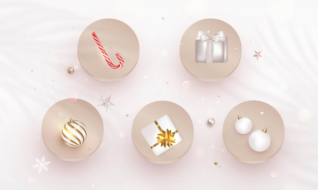 Set of Highlights cover icons with Christmas decoration Template for bloggers