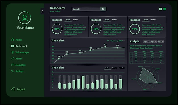 Vector a set of hightech interface components