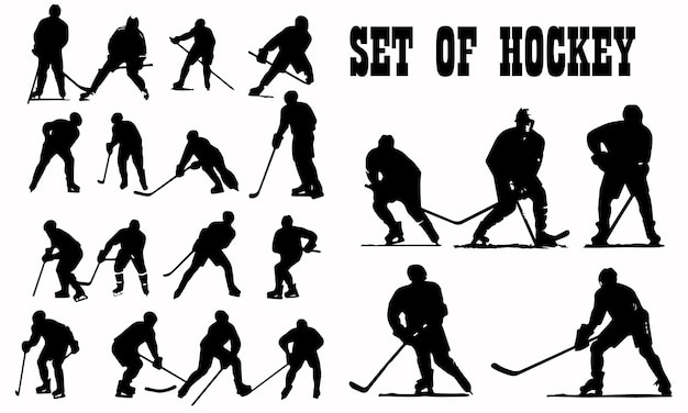 A set of hockey silhouette vector illustration