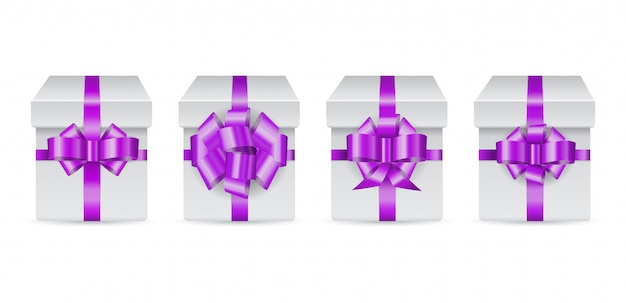  set of holiday box with violet bow