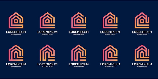 set of home logo combined with letter n designs template