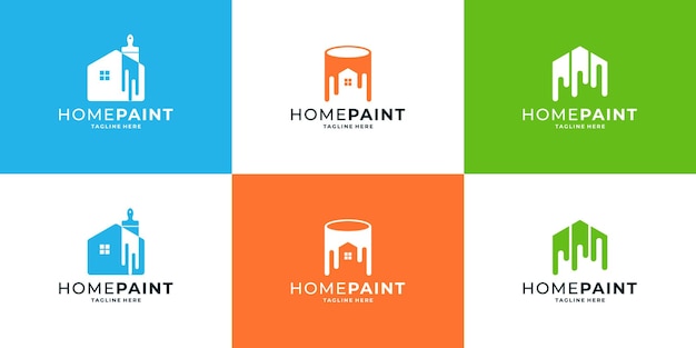 Set of home paint painting house logo design