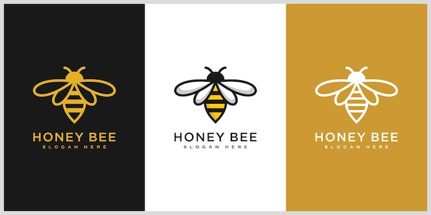 Set of honey Bee animals logo vector