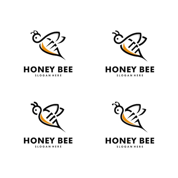 Set of honey bee concepts logo design template