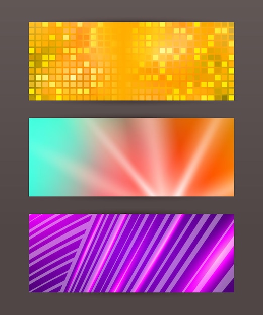 Set Horizontal banner design element background glow abstract shap08