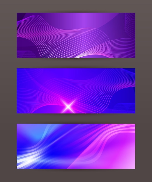 Set Horizontal banner design element background glow abstract shape04