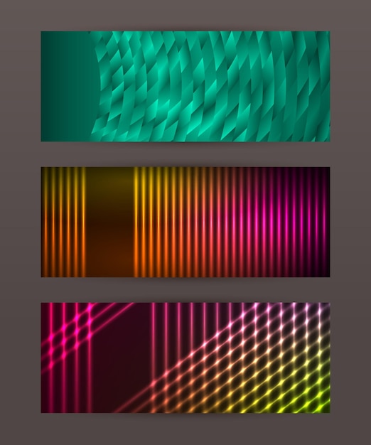 Set Horizontal banner design element background glow abstract shape13