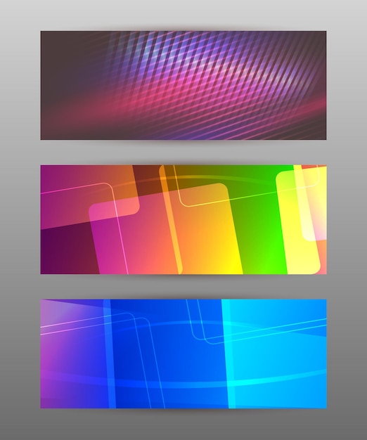 Set Horizontal banner headline abstract glow lines06