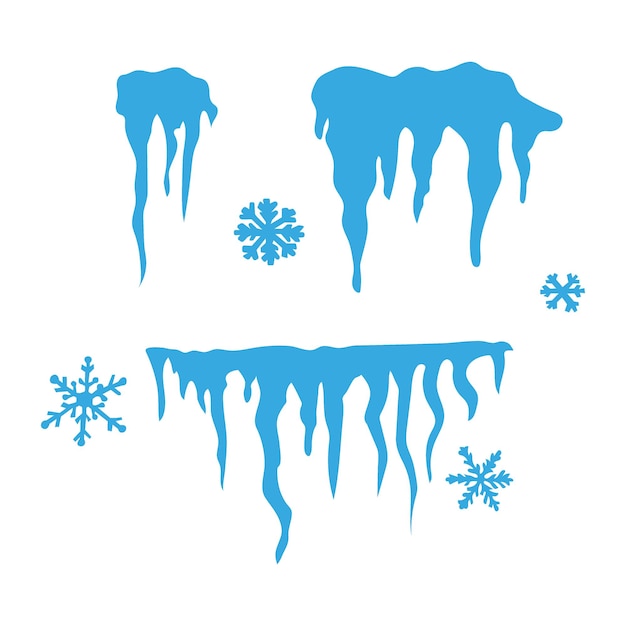 Set of ice caps Snowdrifts icicles elements winter decor Vector