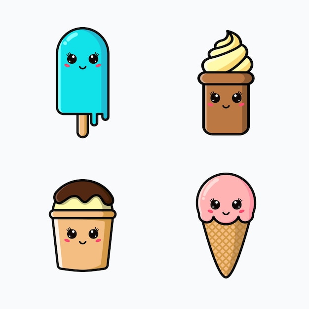 Set of ice cream cartoon