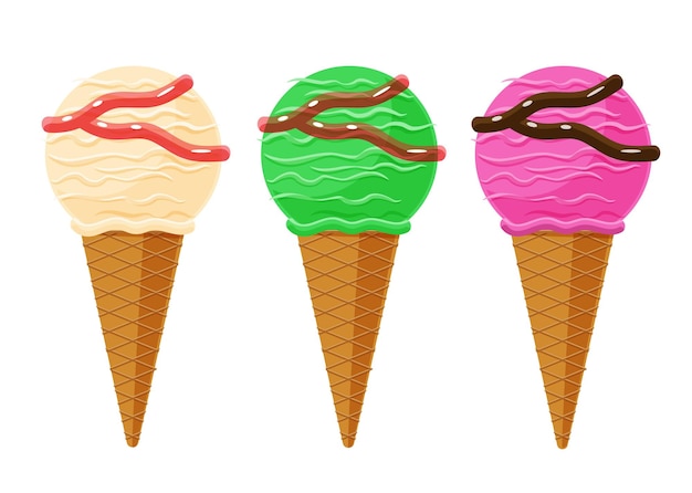 set of ice cream cone isolated element vector illustration