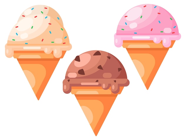 Set of ice cream cones.