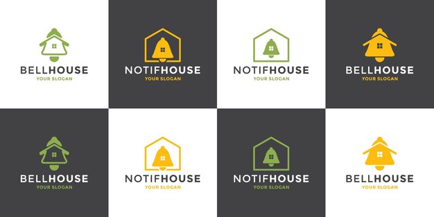 Set of icon bell house, home notification logo design modern vector