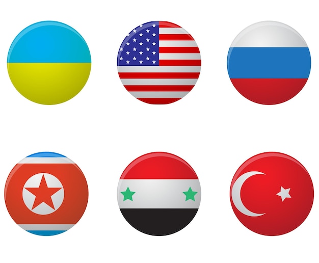 Set icon county Ukraine and russia syria and north korea turkey and america Vector art abstract unusual fashion illustration