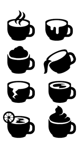 Set icon cup coffee