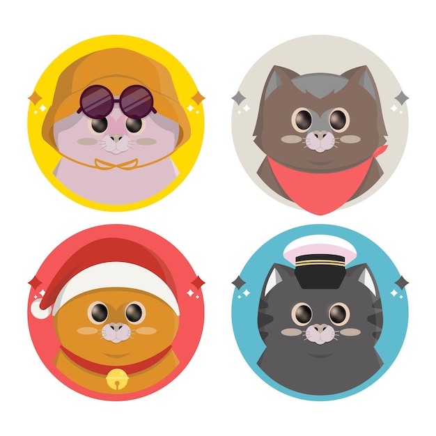 Set of icon cute cat