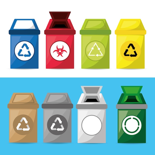 set icon trash can for waste separation