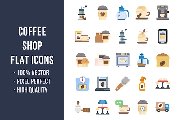 A set of icons for coffee shop