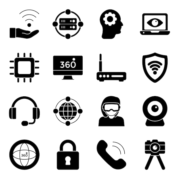 A set of icons for a computer, including 360, 360, and wifi.