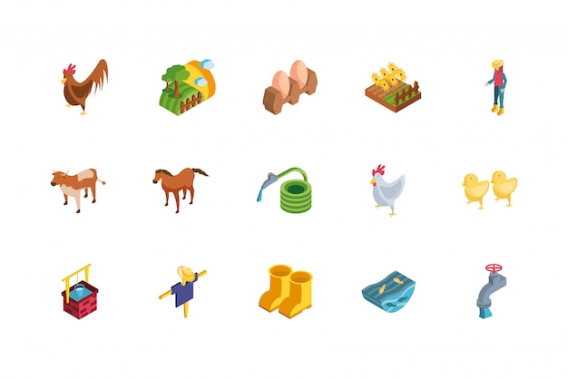 Set of icons of farm