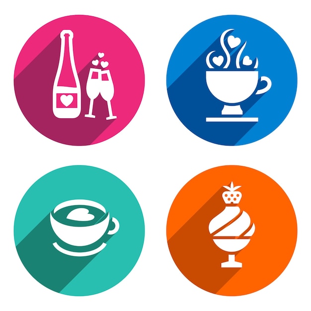 Set icons food, flat design