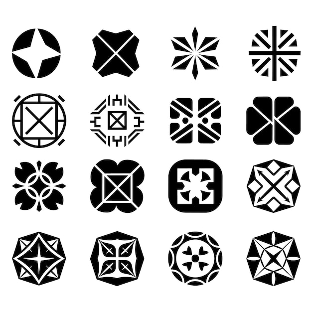 Set of icons geometric logo isolated white Background