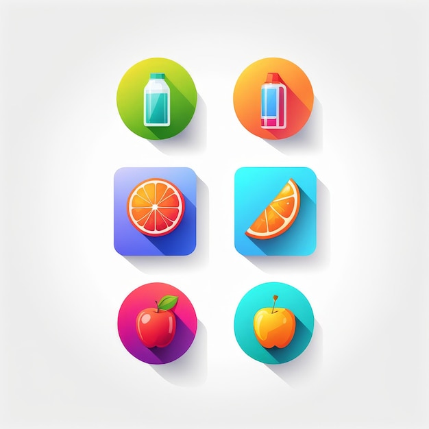 Vector set of icons for the healthy food