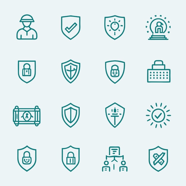 a set of icons for the hospital and the blue shield