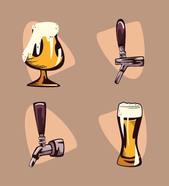 Set of icons international beer day