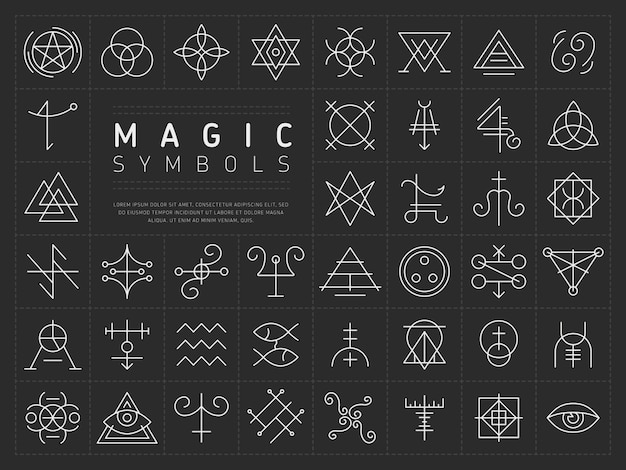 Vector set of icons for magic symbols