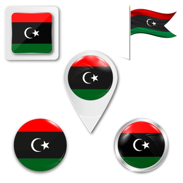 Set icons national flag of Libya