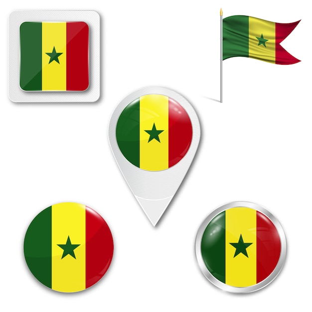 Set icons national flag of Senegal