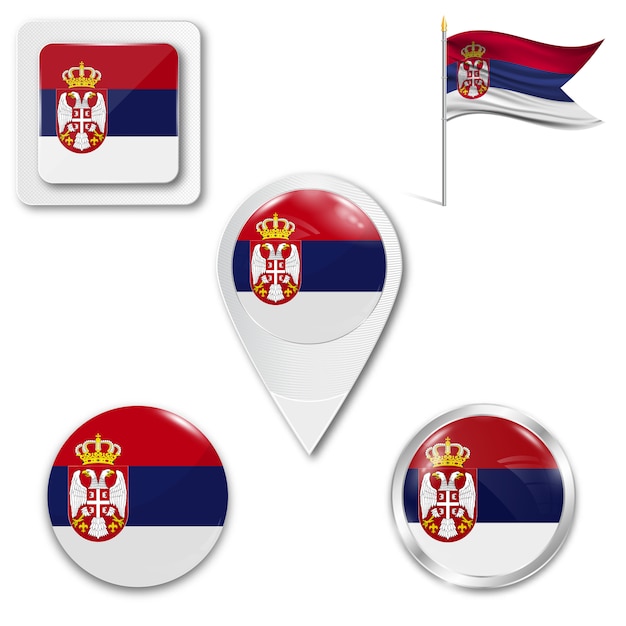 Vector set icons national flag of serbia