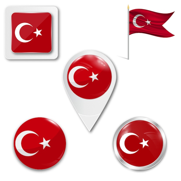 Set icons national flag of Turkey