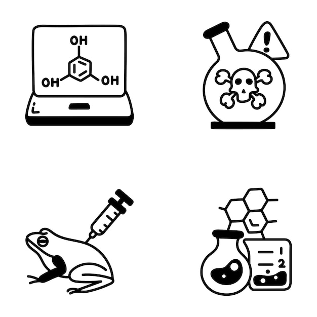 A set of icons for a science lab.