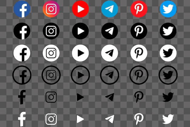 A set of icons for social media, including the png, png, png, and vector